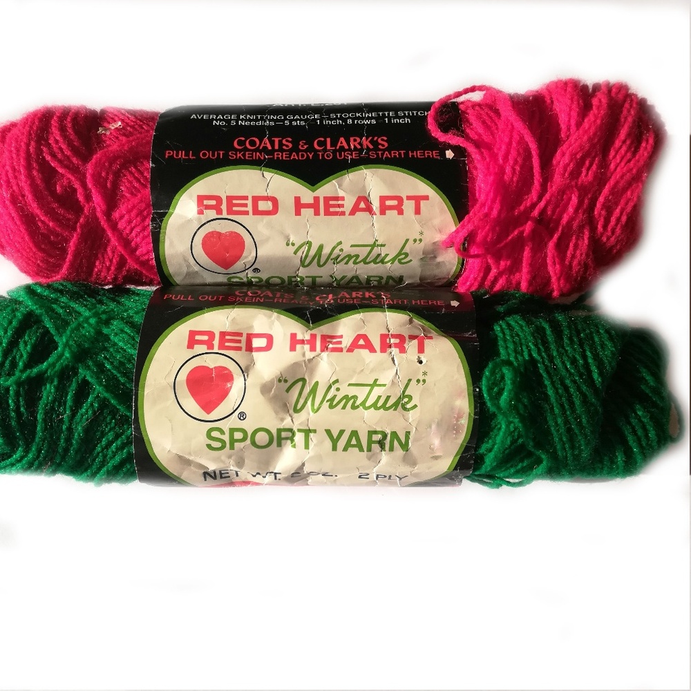Red Heart Wintuk Sport Yarn 905 Red & 686 Paddy Gn
